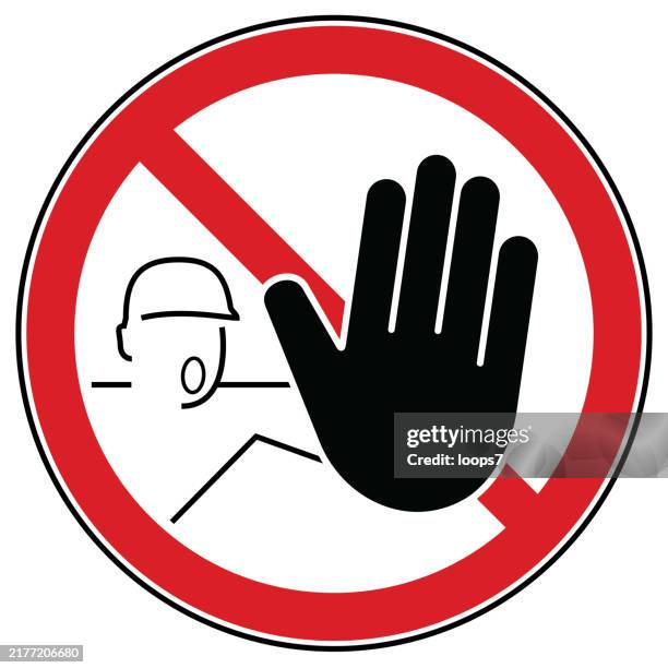 ilustraciones, imágenes clip art, dibujos animados e iconos de stock de señal de seguridad de no entrada - señal de prohibido la entrada