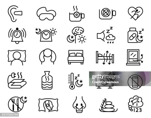 sleep and insomnia aids icons - heating pad stock illustrations