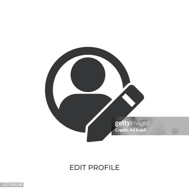 edit profile glyph solid icon. solid icon that can be applied anywhere, simple, pixel perfect and modern style - editor stock illustrations