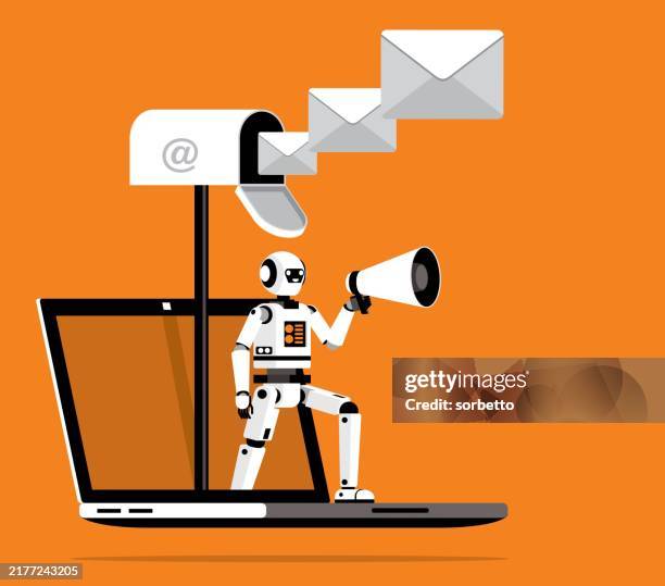 e-mail concept - artificially intelligent - intelligence community stock illustrations