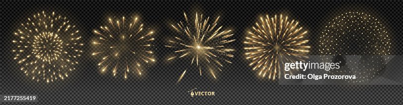 Firework Exploding Vector Shiny Golden Fireworks Explosion Isolated Holiday Decoration For ...