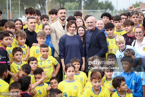 Joselu, Alejandro Grimaldo, Madrid regional president Isabel Díaz Ayuso and Luis de la Fuente atttend the International Sports Award of the Community...