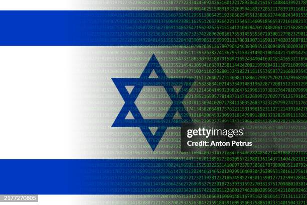 cybersecurity in the israel. digital code and israeli flag - israel stock pictures, royalty-free photos & images