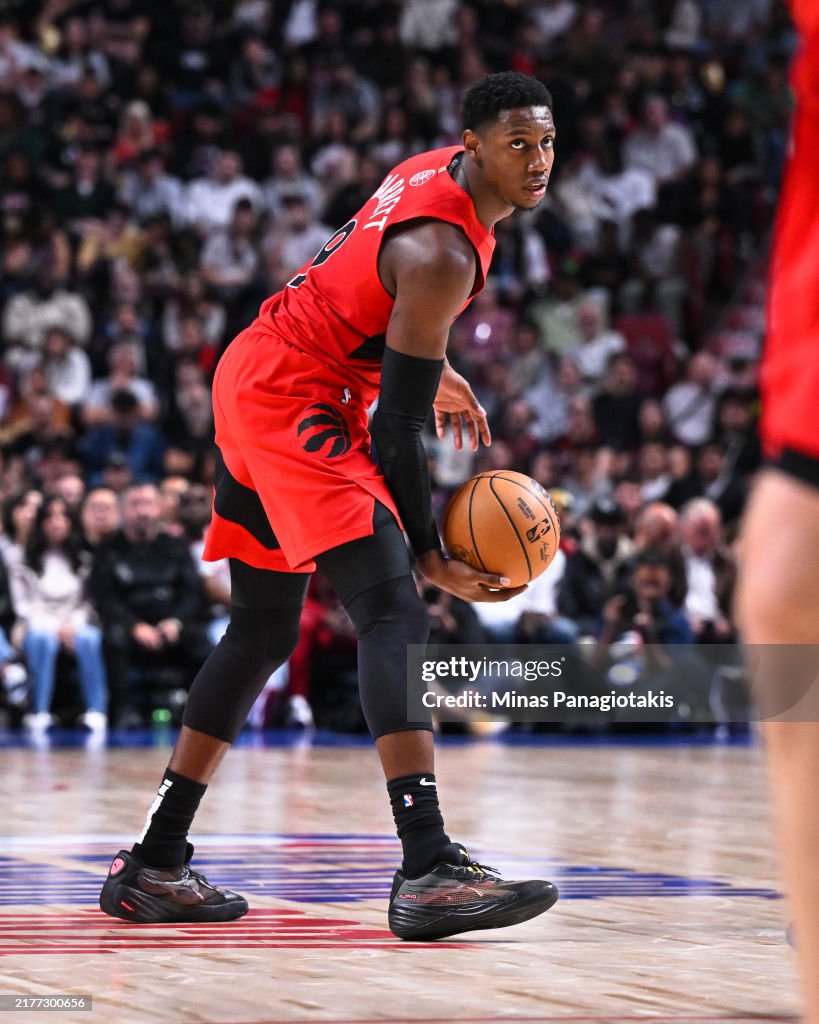 Toronto Raptors Rj Barrett RJ Barrett of the Toronto Raptors dribbles the ball during the first ...