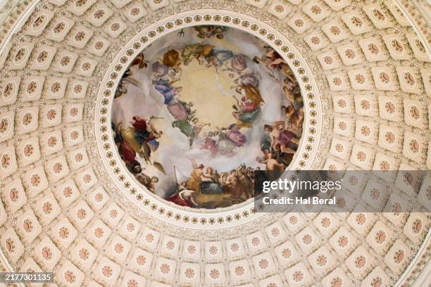 capital rotunda ceiling - inside capitol building washington dc stock pictures, royalty-free photos & images