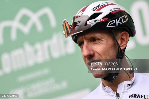 Israel - Premier Tech team's Canadian rider Michael Woods looks on from the presentation podium before the start of 118th edition of the Giro di...