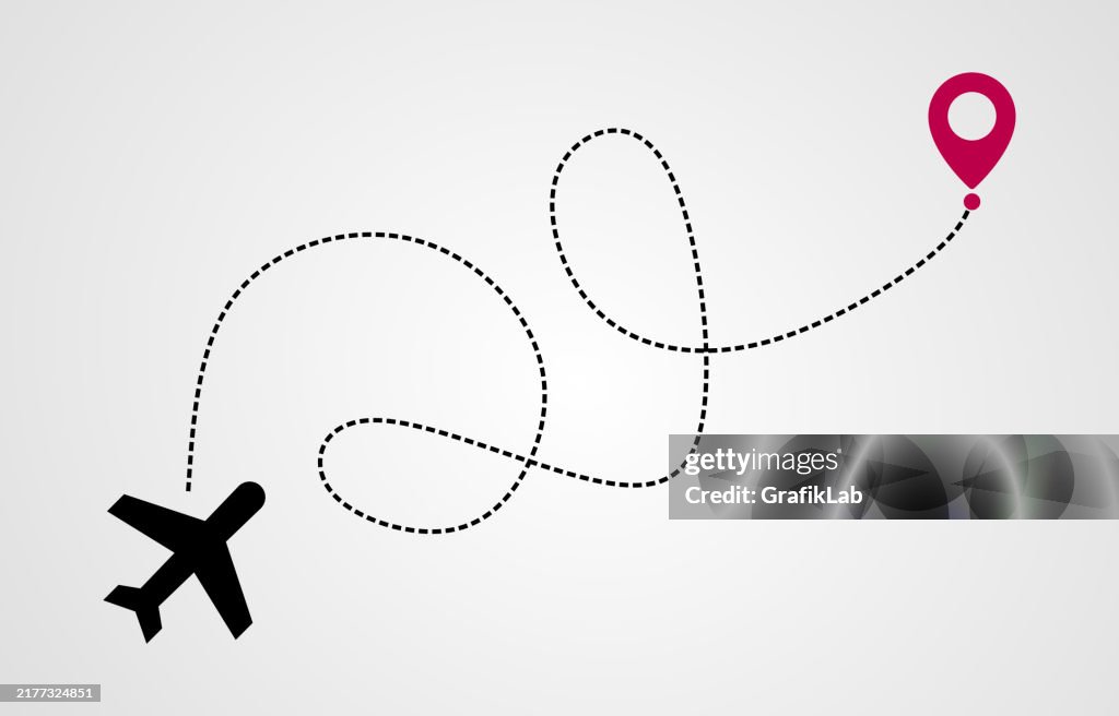 Airplane line path vector design. Transportation and travel concept.