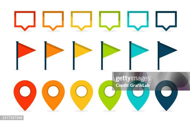 colorful location icons collection - flag stock illustrations