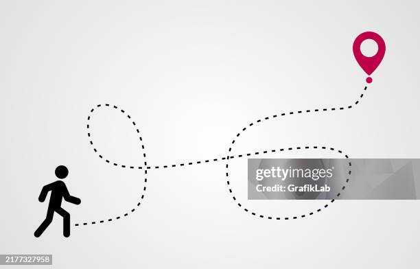 ilustrações de stock, clip art, desenhos animados e ícones de people line path vector design. transportation and travel concept. - linha pontilhada