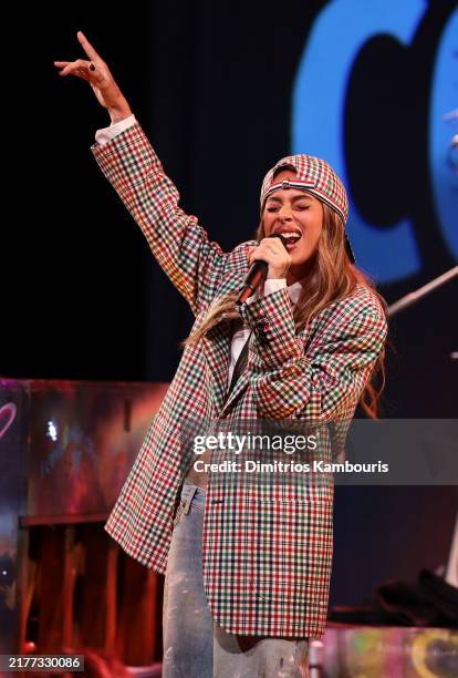 Tini performs onstage at 'SiriusXM presents Coldplay live in Brooklyn' at Music Hall of Williamsburg on October 07, 2024 in New York City.