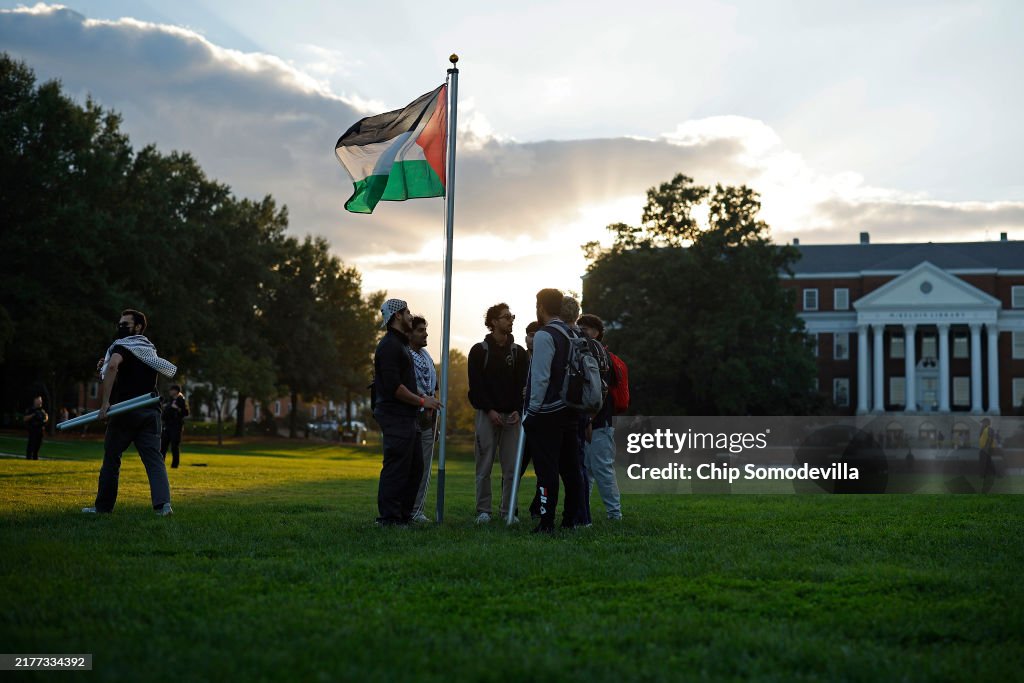 Students For Justice In Palestine Hold Protest On University Of Maryland Campus To Mark October 7th Anniversary