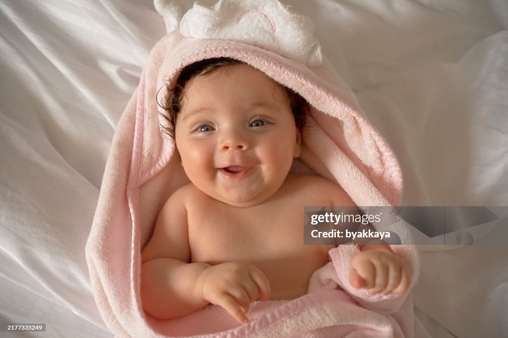 Baby drying after bath