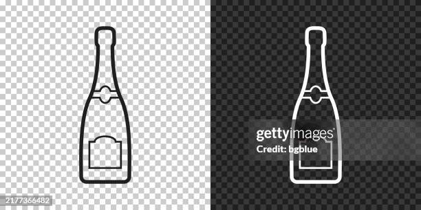 champagne bottle. icon for design on blank background - champagne bottle outline stock illustrations