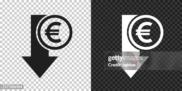 Euro decrease. Icon for design on blank background Euro decrease. Icon for design on blank background