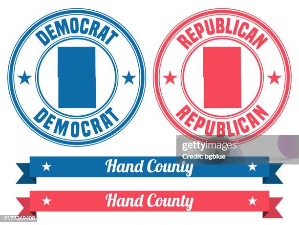 hand county, south dakota. map on rubber stamp with banner - hand stamp vector stock illustrations