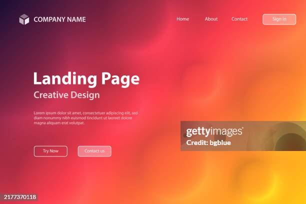 landing page template - abstract background with circles and orange gradient - fizzy drink stock illustrations