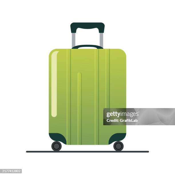 green travel bag - backpacker airport stock illustrations
