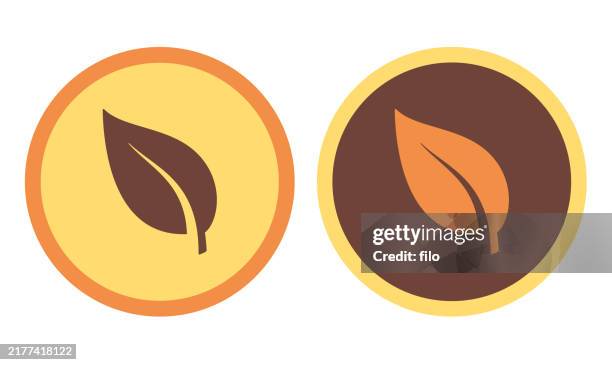 autumn fall leaf design elements icon symbol - natural cosmetics stock illustrations