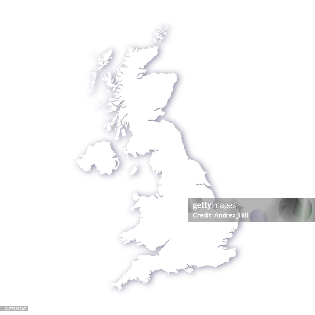 United Kingdom Map with a Soft Drop Shadow Vector Map