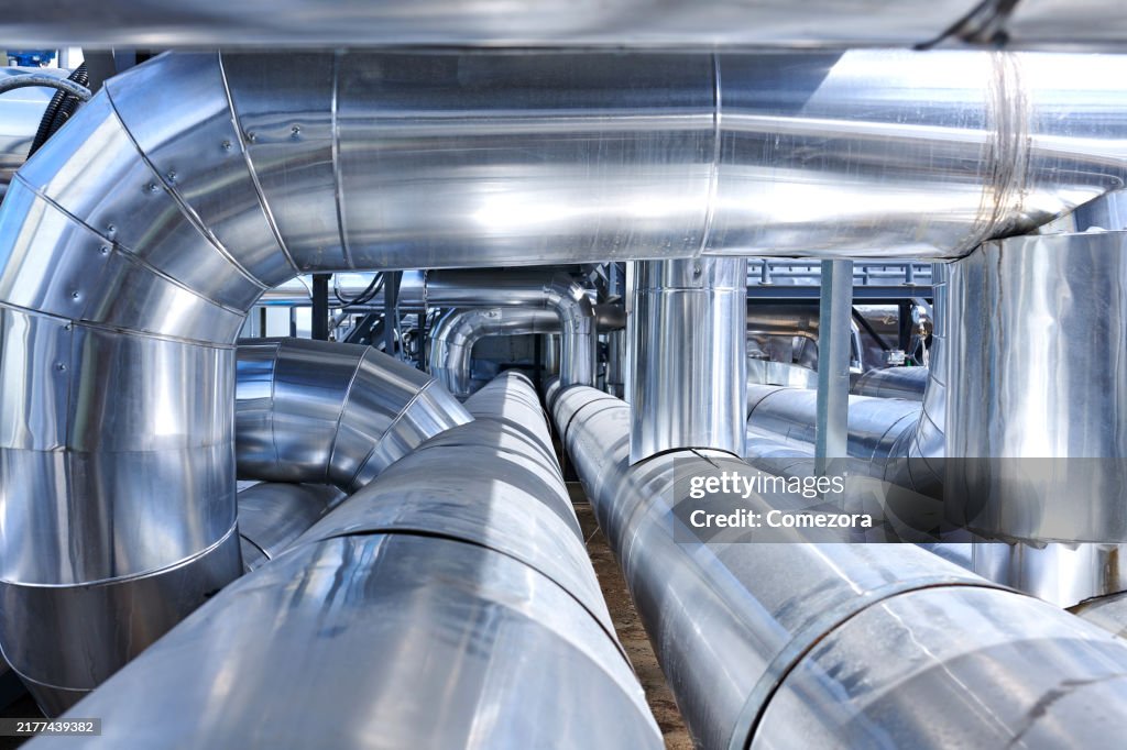 Crowded Silver Colored Pipelines