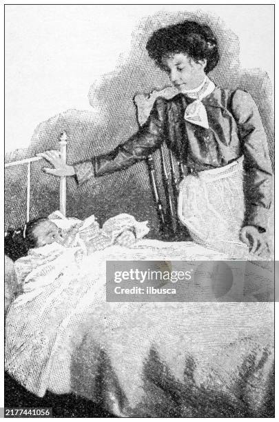 antique image - child sick stock illustrations