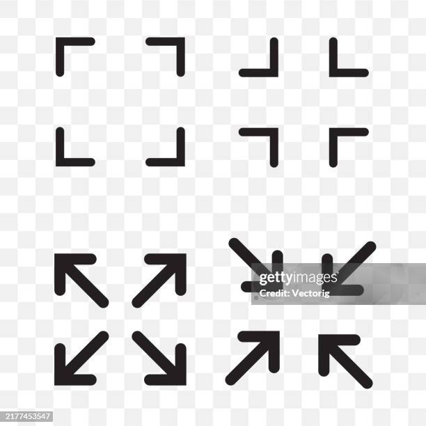full screen and exit full screen icon set - exit sign stock illustrations