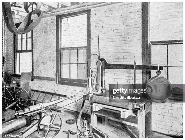 antique image: john ernst worrell keely, fraudster inventions and experiments - social engineering scam stock illustrations