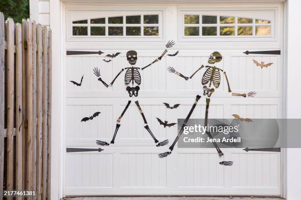 halloween background, halloween skeletons, halloween decorations - decal stock pictures, royalty-free photos & images