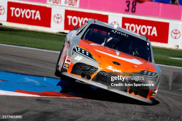 Aric Almirola drives over the rumble strips in turn 16 during the running of the NASCAR Xfinity Series Drive for the Cure 250 Presented by Blue Cross...