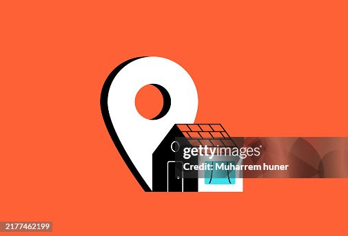 Location pin and house icon vector illustration icon. House map pointer. Editable stroke. Location pin and house icon vector illustration icon. House map pointer. Editable stroke.