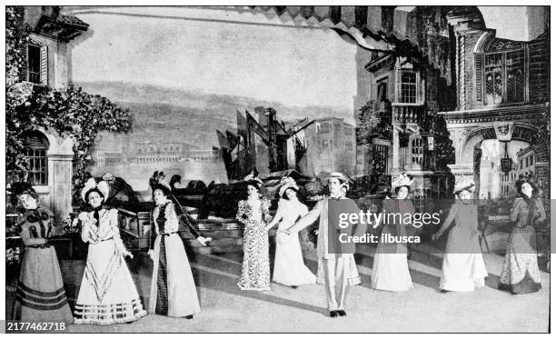 ilustraciones, imágenes clip art, dibujos animados e iconos de stock de imagen antigua: obras de teatro, "una muchacha fugitiva" - industria teatral