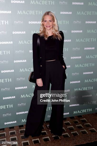 Poppy Delevingne attends the West End opening of "Macbeth" at the Harold Pinter Theatre on October 08, 2024 in London, England.