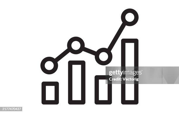 ilustraciones, imágenes clip art, dibujos animados e iconos de stock de gráfico combinado de barras y líneas: representación visual de datos para el análisis - gráfico de barras