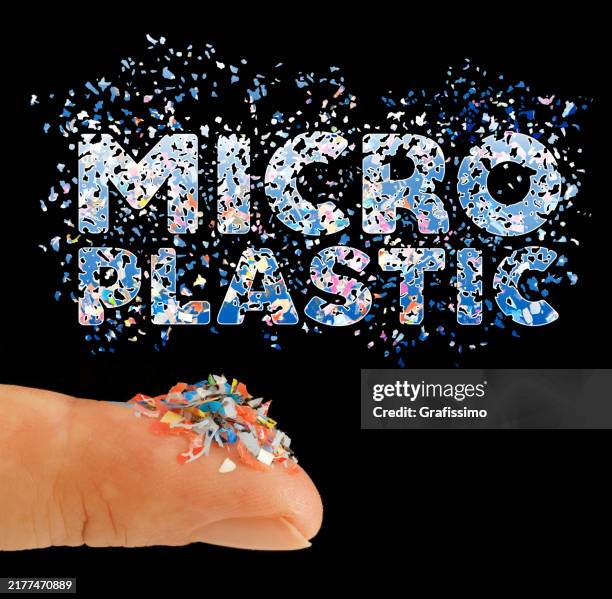 finger with micro plastic as concept of water plastic pollution and global warming - polypropylene stock illustrations