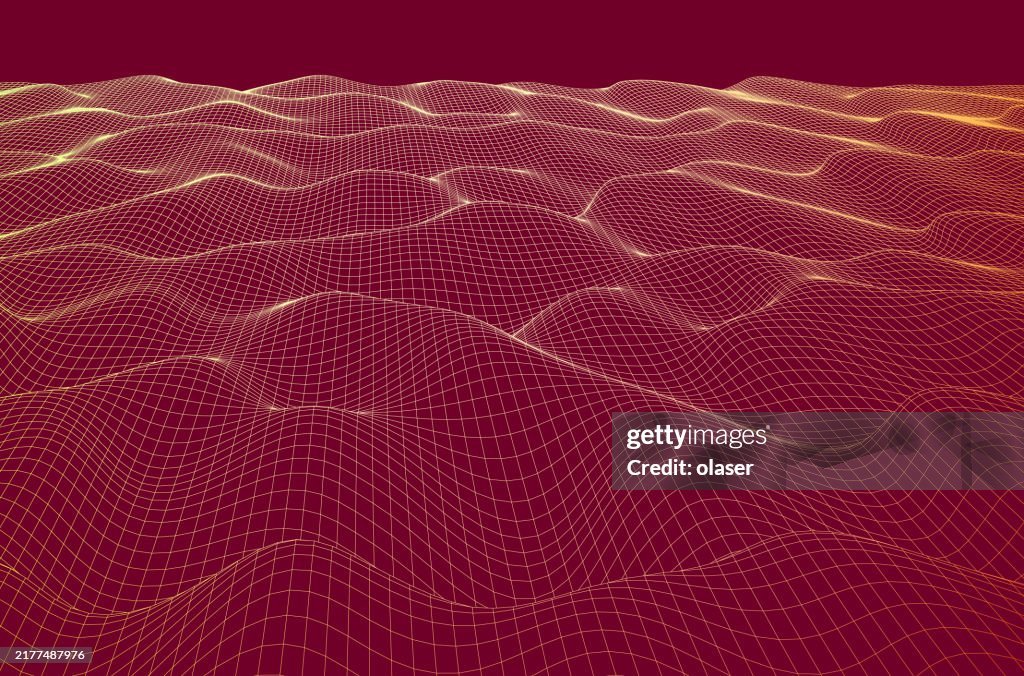 Landscape Grid Background Digital Landscape Of Glowing Grid Lines On A Dark Background High-Res ...