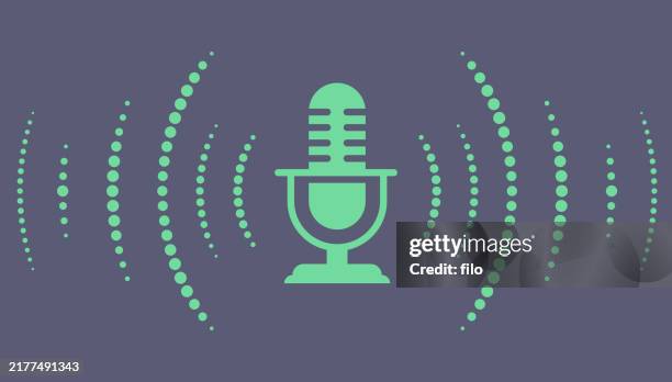 podcast lines symbol design element - radio broadcasting stock illustrations