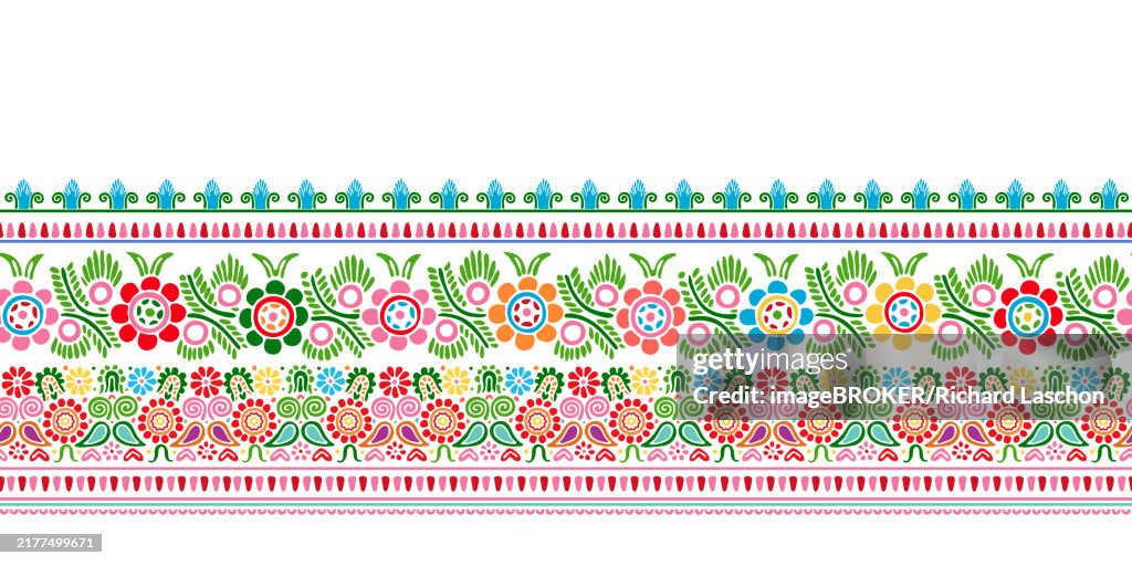 Hungarian vector embroidery pattern for borders, isolated on white background