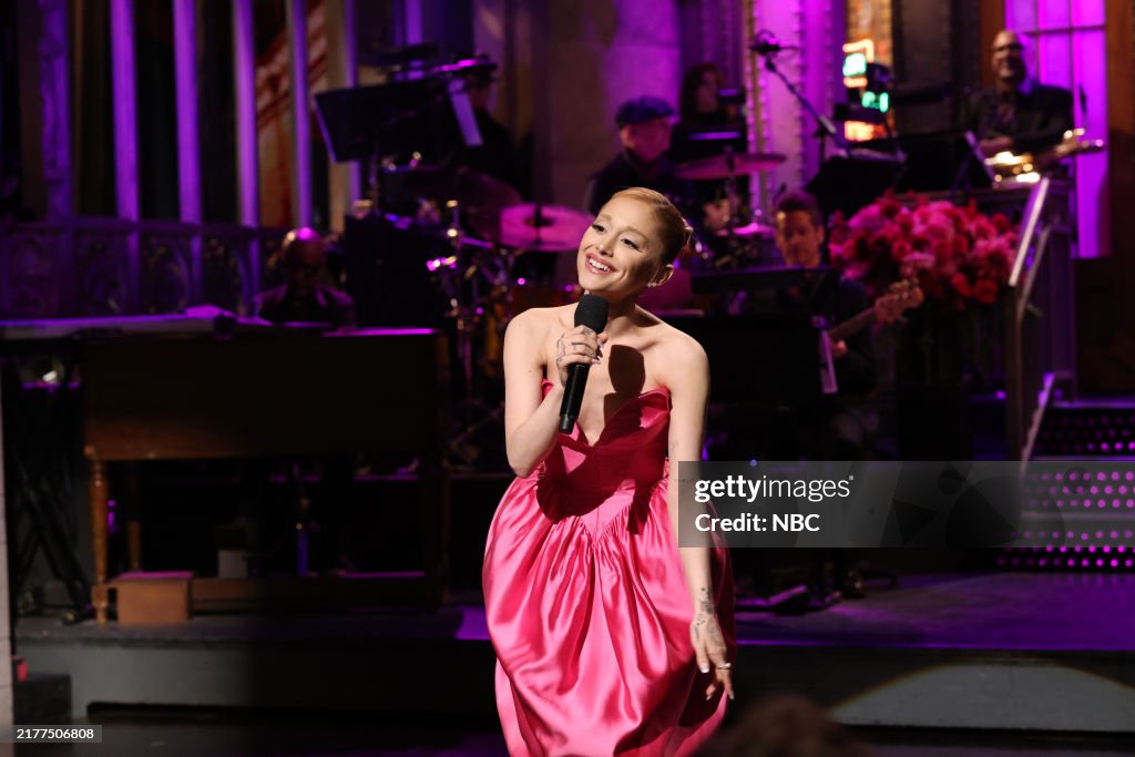Saturday October Host Ariana Grande during the monologue on Saturday, October 12, 2024 ...