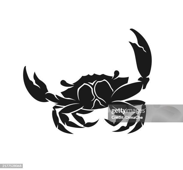 crab silhouette - cut out vector crab illustration icon - fish farm stock illustrations