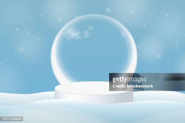 winter background products minimal podium scene with the geometric platform. - snowball stock illustrations