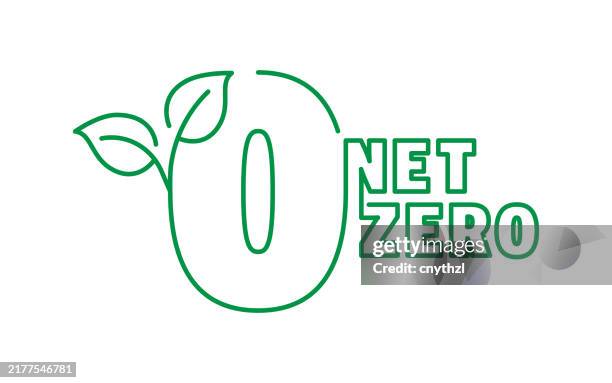 net zero related symbol vector illustration. - carbon neutrality stock illustrations