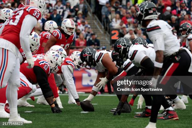 Goal line stand for New England during a game between the New England Patriots and the Houston Texans on October 13 at Gillette Stadium in...