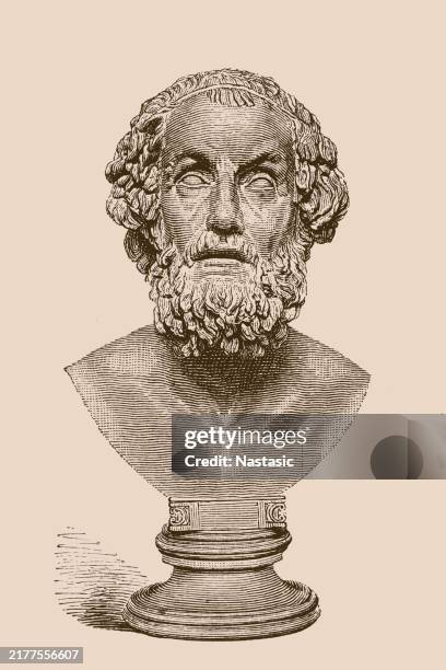 stockillustraties, clipart, cartoons en iconen met marble bust of homer - middelste deel