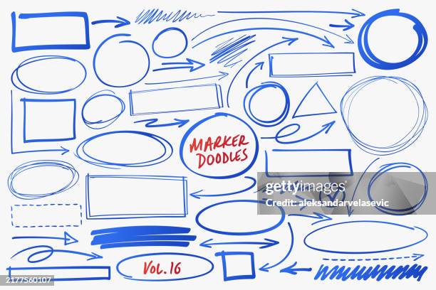 bildbanksillustrationer, clip art samt tecknat material och ikoner med highlighter marker scribbles - klotter