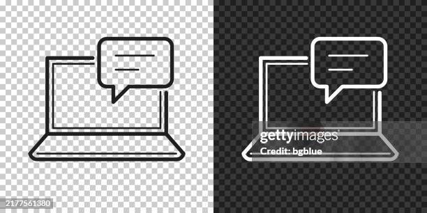laptop with speech bubble. icon for design on blank background - transparent question bubble stock illustrations
