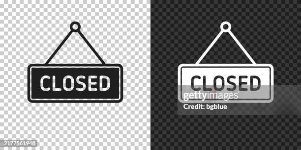 geschlossenes schild. symbol für design auf leerem hintergrund - geschlossen schild mit öffnungszeiten stock-grafiken, -clipart, -cartoons und -symbole