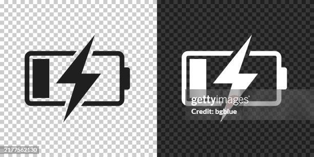 battery charging. icon for design on blank background - lithium stock illustrations
