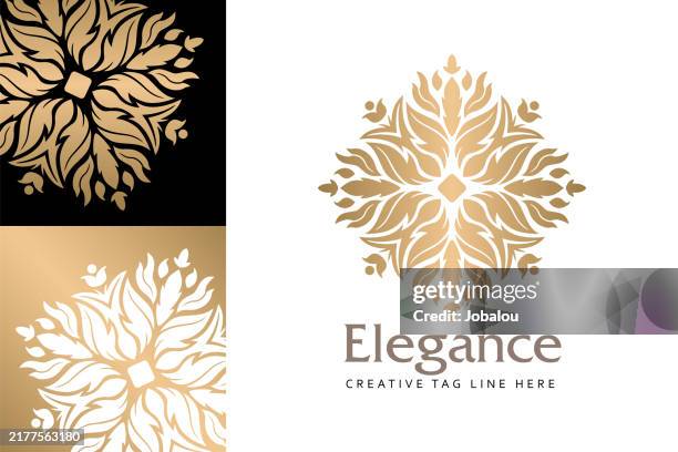 elegant golden monogram luxury mandala emblem template - mandala stock illustrations