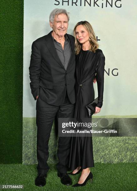 Harrison Ford and Calista Flockhart attend the World Premiere of Apple TV+ "Shrinking" Season 2 at Pacific Design Center on October 08, 2024 in West...