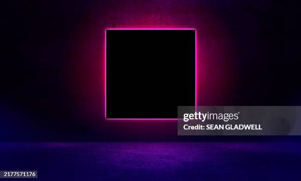 back lit black square - neon coloured stock pictures, royalty-free photos & images